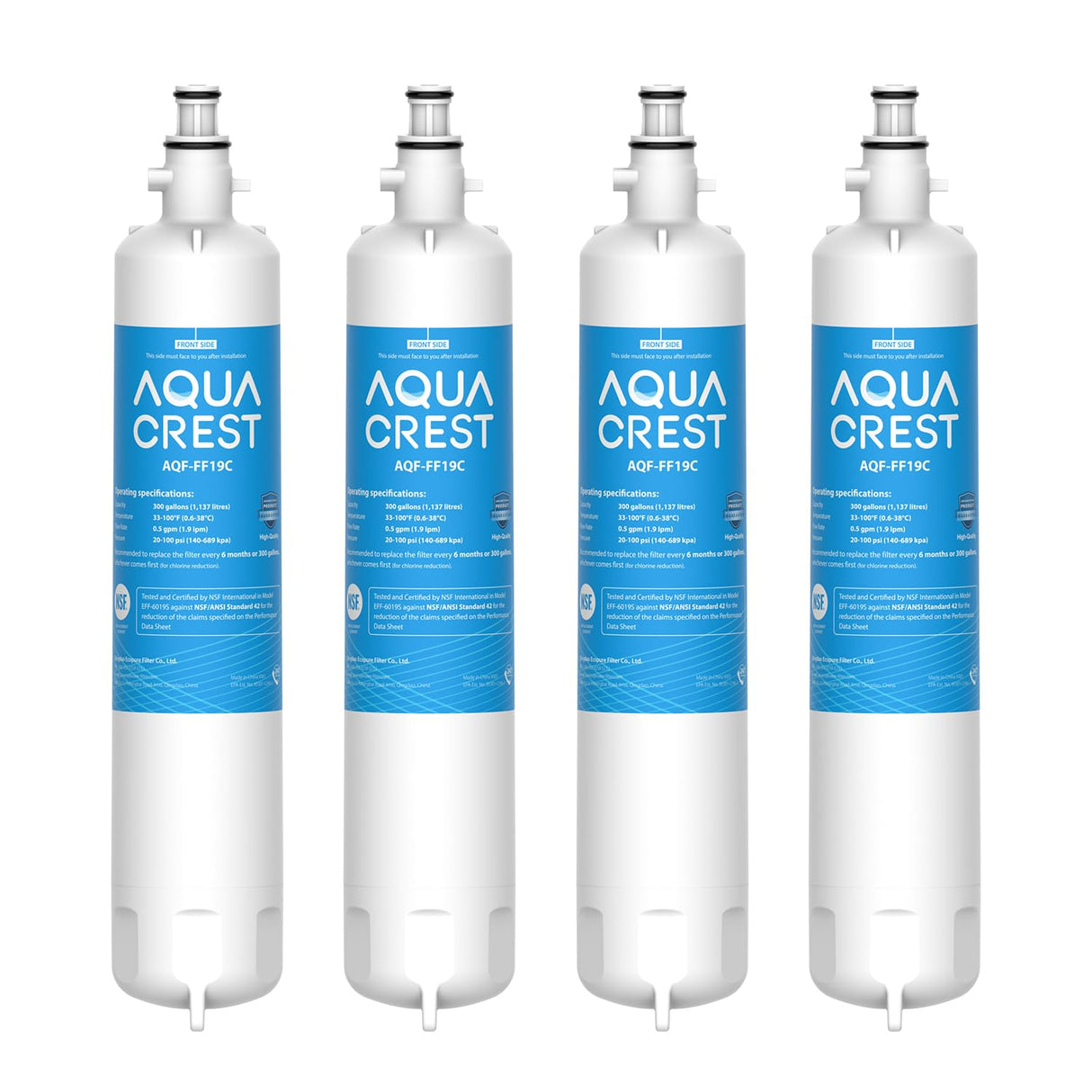 AQUA CREST Replacement for GE® RPWFE, RPWF (with CHIP) Refrigerator Water Filter, Compatible with GYE22HMKES, GYS22GMNES, GYE22HBLTS, DFE28JSKSS, GFE28HMHES, GNE29GYNFS, GFE28GYNFS, 4 Filters