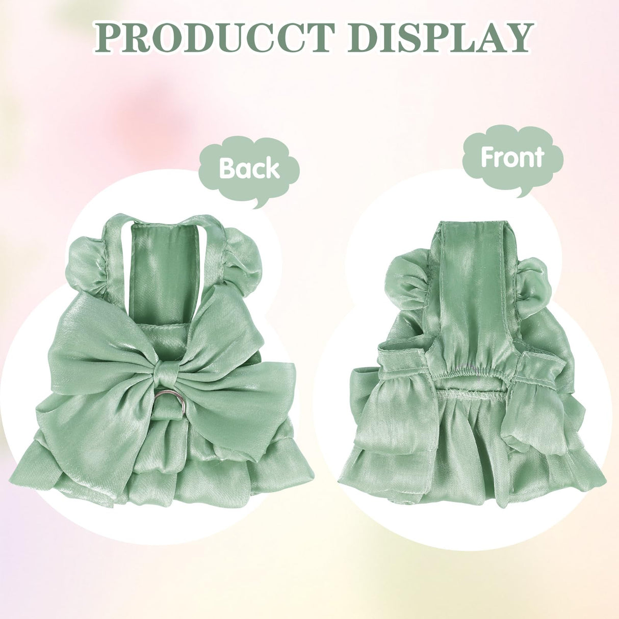 Yaopelky Dog Princess Dress for Small Dogs Cat Bow Dress with D-Ring Dog Girl Wedding Clothes Cute Puppy Tutu Skirt Doggy Summer Costume (Green, Medium(5.5-7.7lb))
