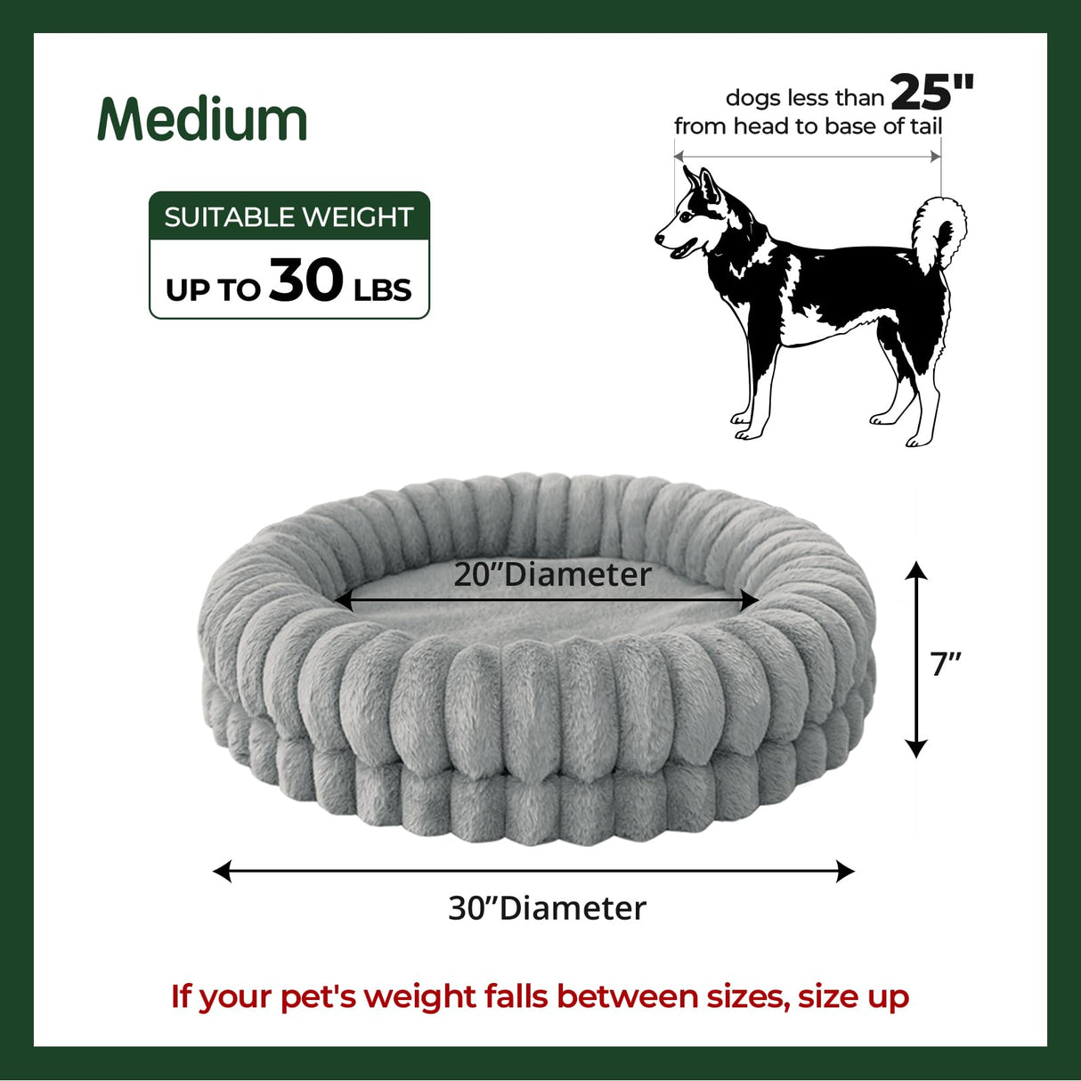 BALANCE Luxury Donut Dog Bed, 30 Inches Round Dog Bed Medium Size Dogs Washable, Orthopedic Calming Dogs Bed for Pets with Anti-Slip Bottom, Oatmeal