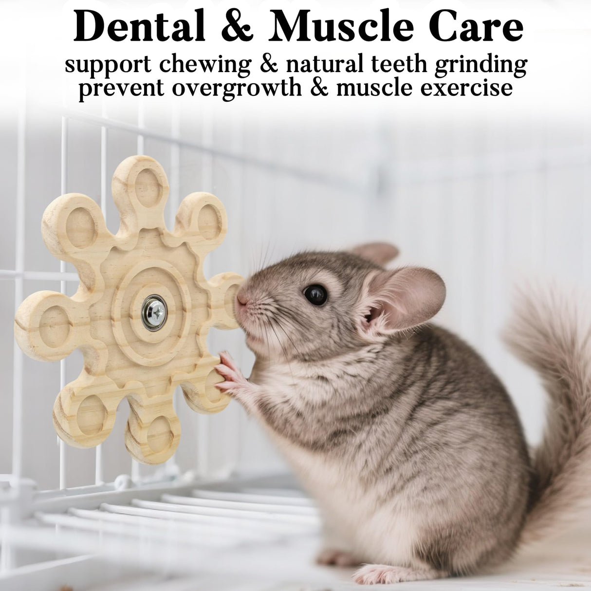 Jevnd 2pcs Rotating Natural Wood Chinchilla Chew Toys for Teeth, Interactive Enrichment Toys, Hanging Exercise Chinchilla Toys for Cage for Playtime, Spinner Cage Accessories Wheel