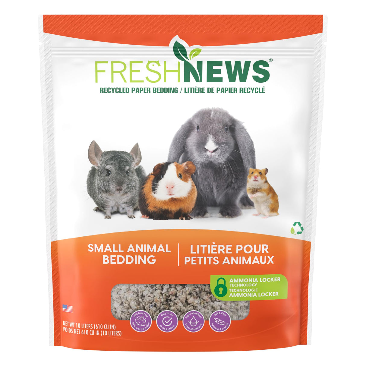 Fresh News Recycled Paper Bedding, Small Animal Bedding, 40 Liters, Packaging May Vary