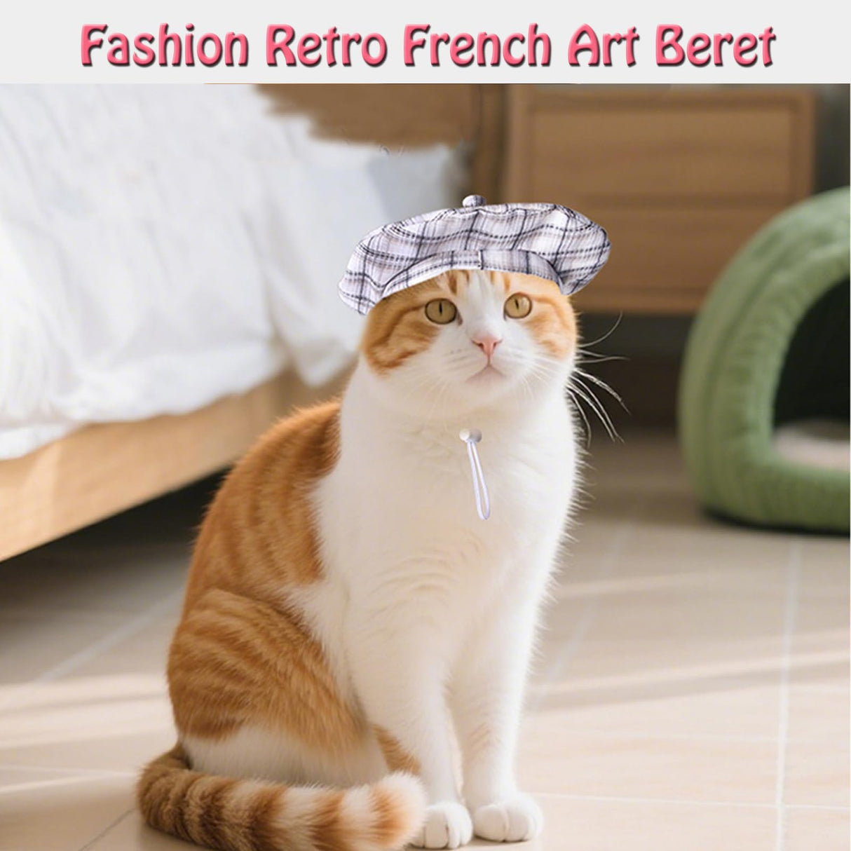 SEIS 3 Pcs Dog Berets Fashion Pet Hat French Artist Cat Cap Baseball Cap for Party Birthday Wedding Photo (L, Stripe)
