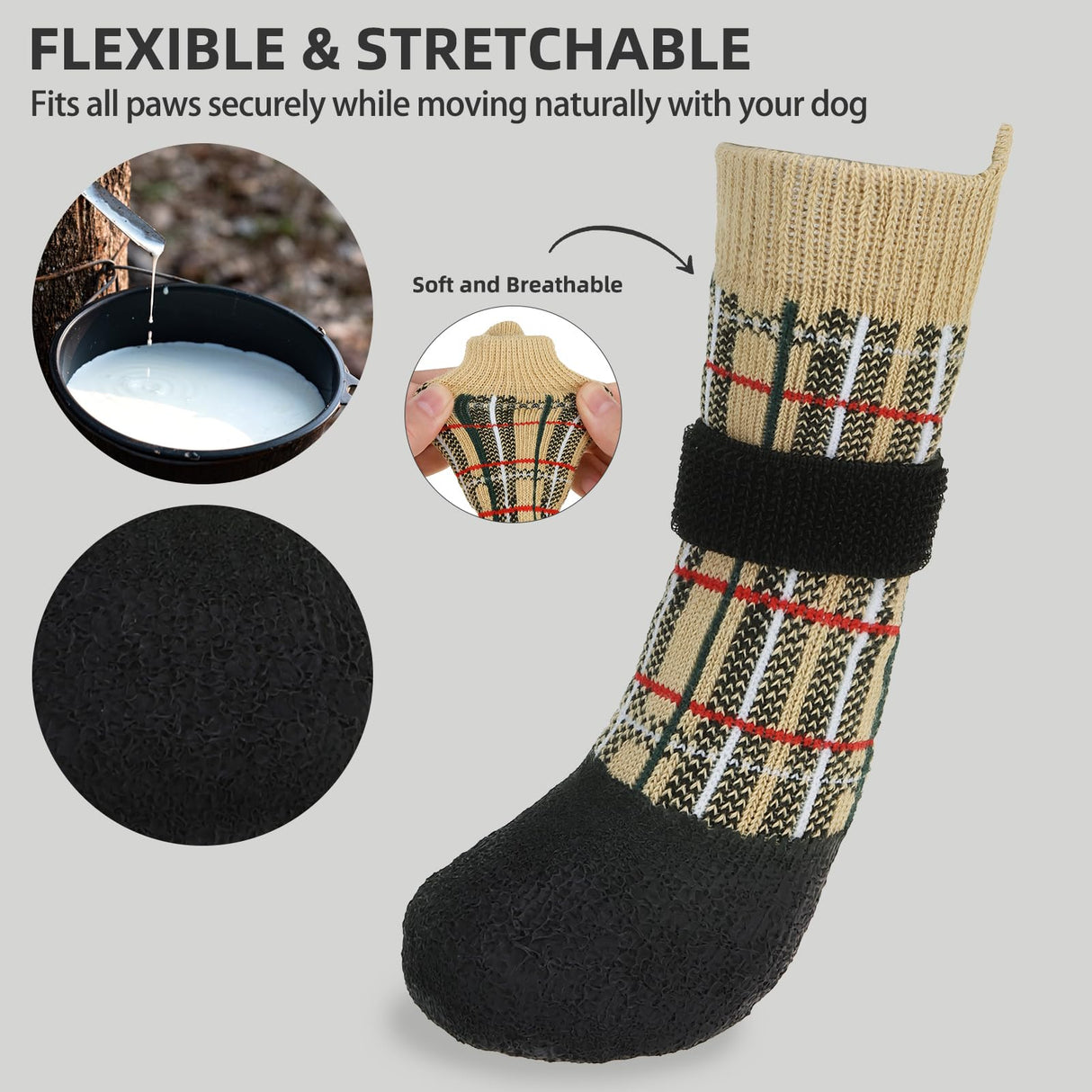 PUPTECK Dog Shoes for Hot Pavement Small Medium Large Size Dogs, Booties and Paw Protectors for Hardwood Floors, Grippy Socks to Prevent Licking Rubber Rain Hiking Boots for Senior Anti Slip