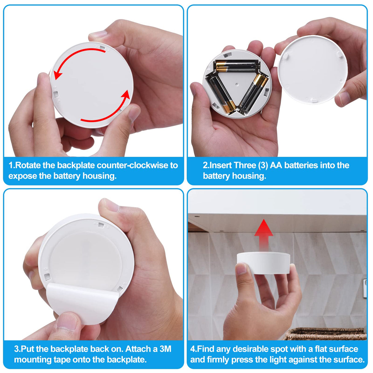 Upgrade Puck Lights with Remote, 3 Pack 13 Color Changing Under Counter Lights, Wireless Under Cabinet Lights Battery Powered, Dimmable Battery Operated Light, Stick On Lights