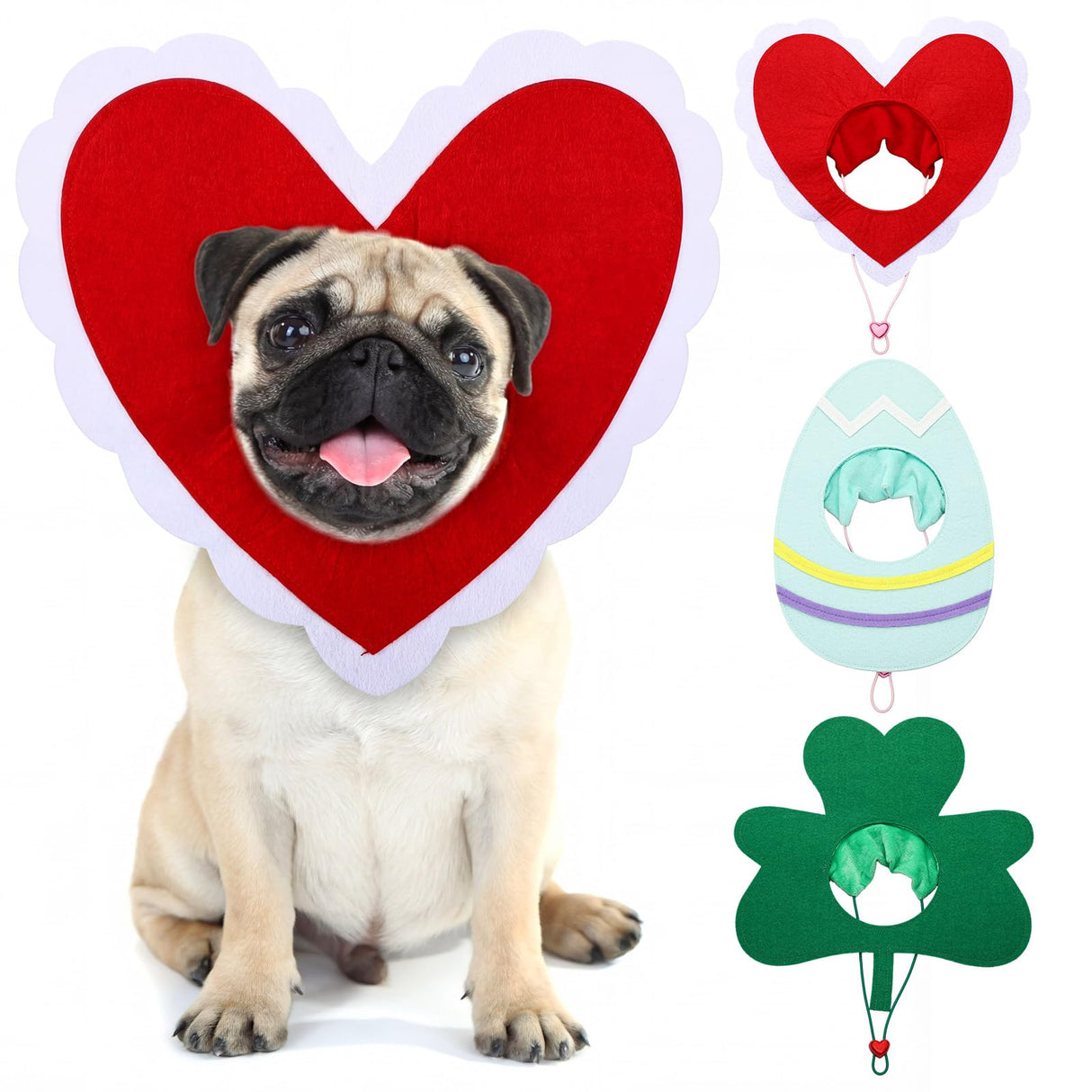 Huhumy Valentine's Day St Patrick's Day Easter Dog Hat Set for Dogs Holiday Party Felt Headgear Accessories Costume Pets Party Collection Outfit Decorations(Small)