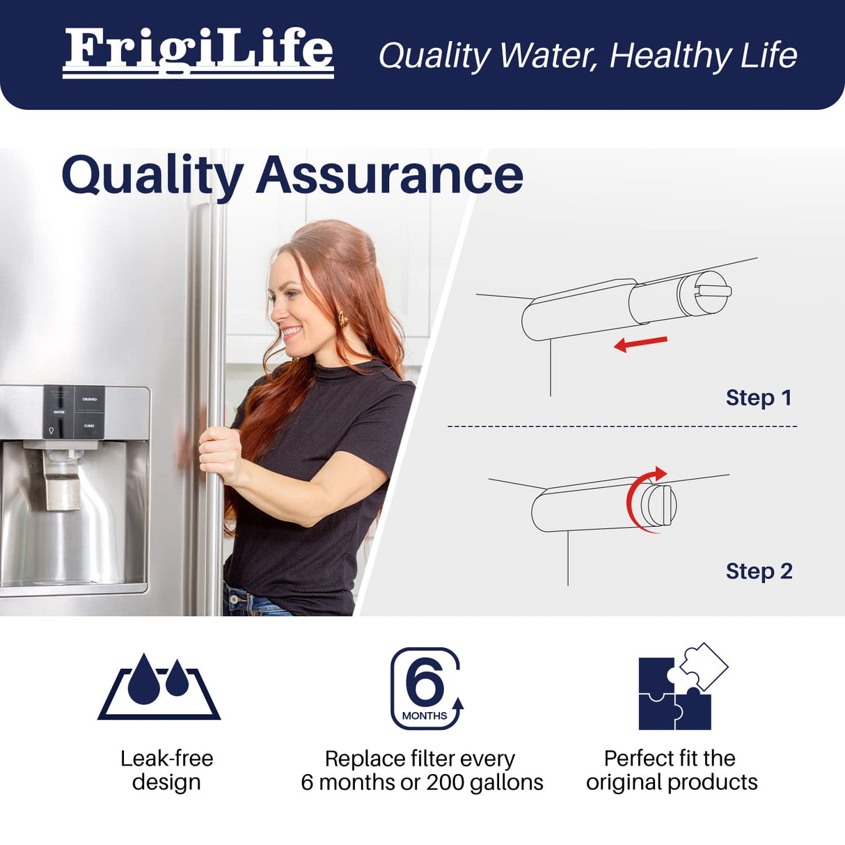 FrigiLife Refrigerator Water Filter Compatible with Frigidaire EPTWFU01, EWF02, Pure Source Ultra II, 3PACK