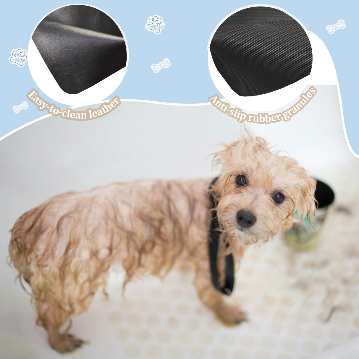 Xinhw 24 X 48inch Non-Slip Rubber Dog Grooming Mat, Portable Soft Pet Grooming Table Mat, Waterproof Easy Clean