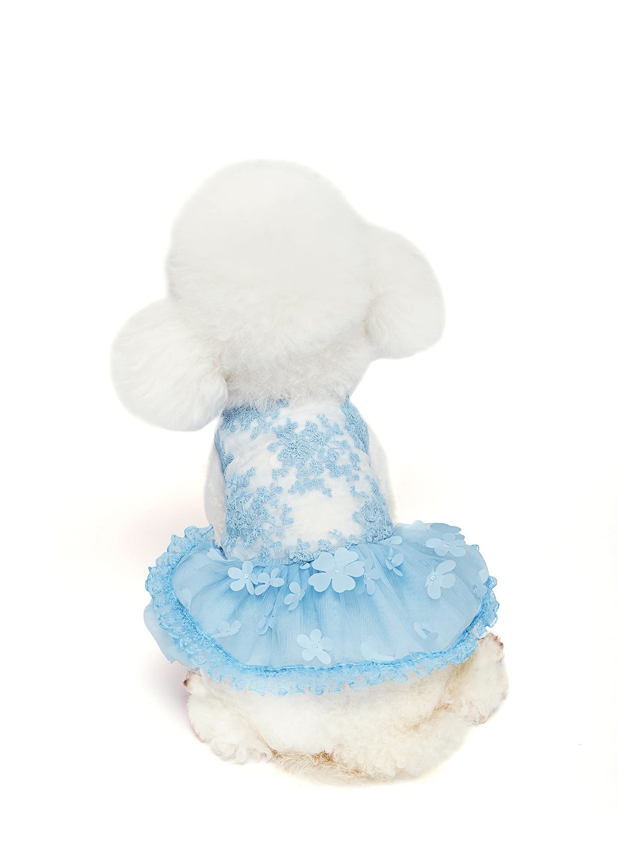 Dog Lace Gold Glitter Dress Princess Tutu Skirt for Small and Medium Girl Dogs Pet Birthday Wedding Bride Party Photography Christmas Halloween (Blue,X-Large)