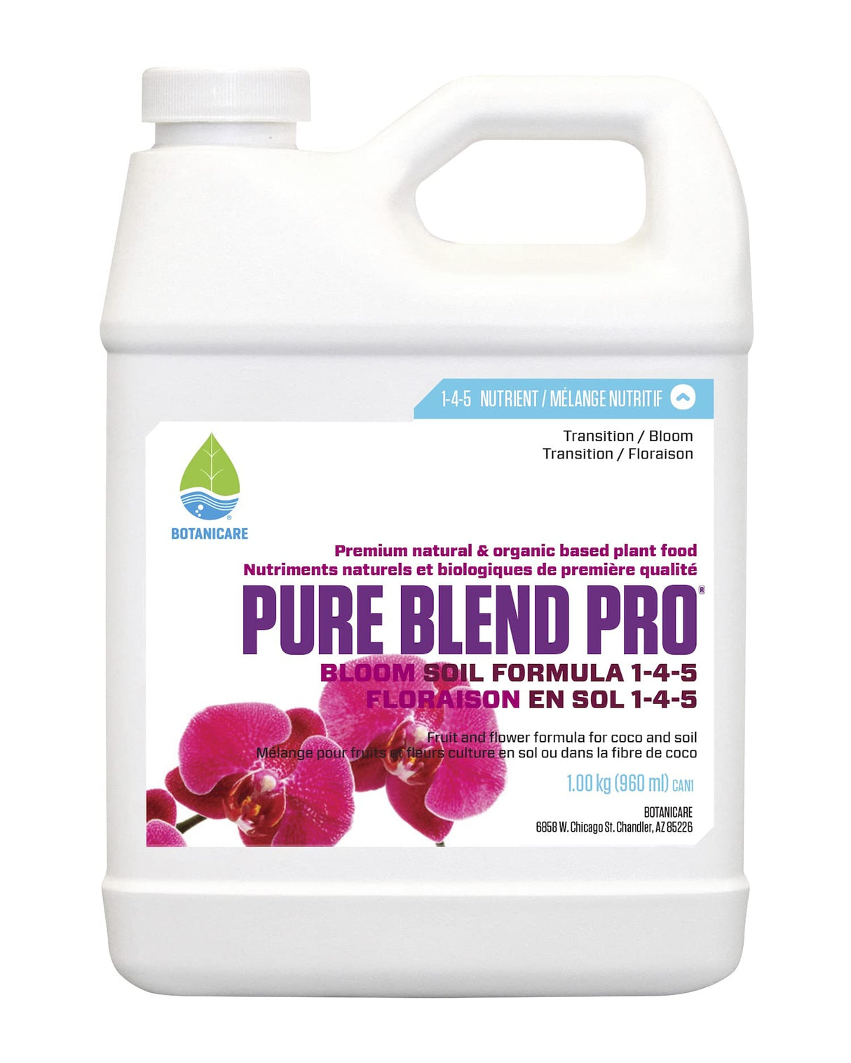 Botanicare Pure Blend Pro Bloom Soil, Nutrient for Fruit and Flowers, 1-4-5, 1 qt.