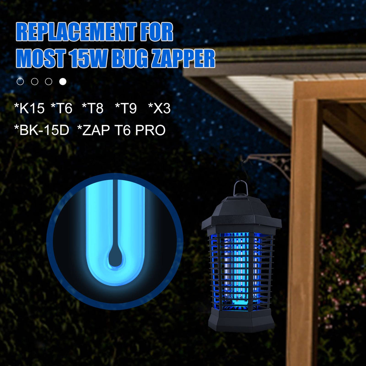 Klahaite 2 Pcs Replacement Bulb for Electric Outdoor Bug Zapper and Mosquito Zapper 15W Single U-Shaped Twin Tube Bulb