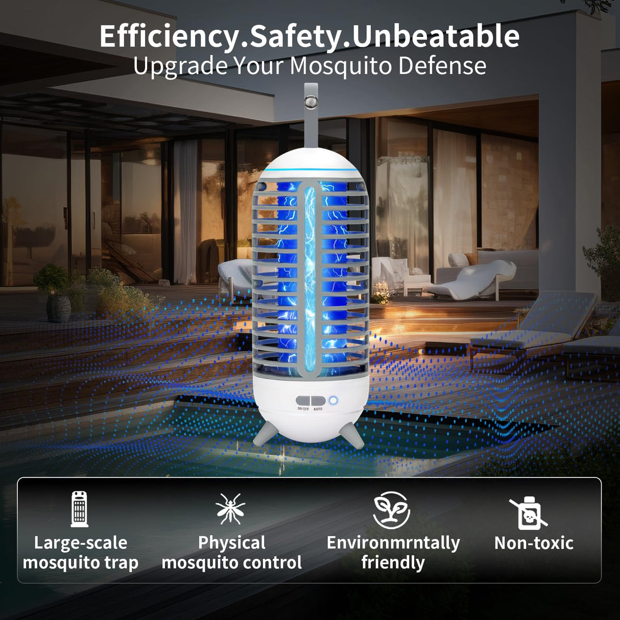 Bug Zapper,Wireless Mosquito Killer Lamp, Indoor and Outdoor Mosquito Killer Lamp, Rechargeable 2 in 1, Suitable for Patio, Home, Backyard, Yard, Garden, Campsite (Blue)