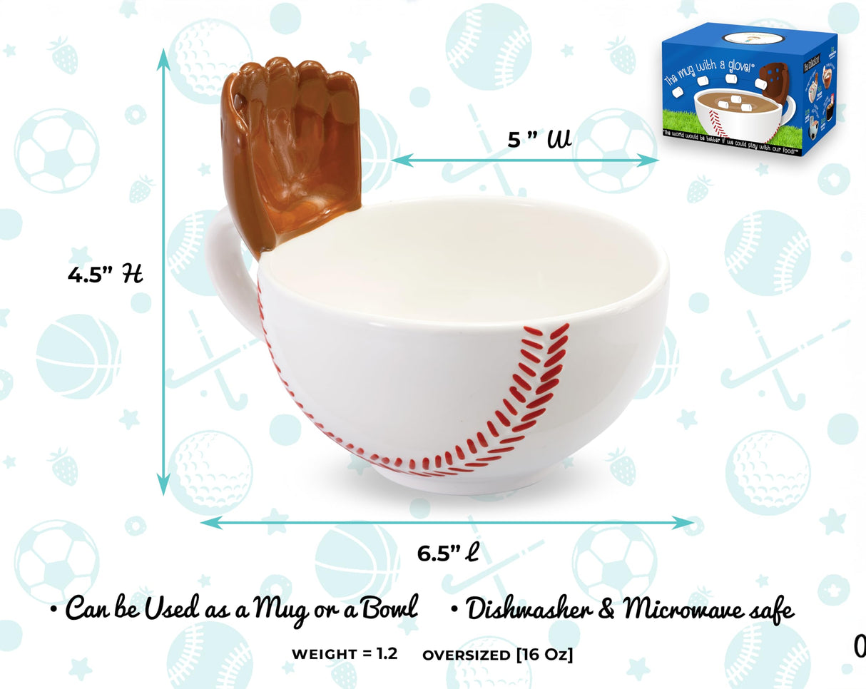 MAX'IS Creations The Mug with a Glove, Baseball Mug Coach Gifts Novelty Funny Coffee Mug Kids Christmas Sports Baseball Gifts for Boys 8-12 12-14 Men Baseball Mom Gifts, Baseball Accessories, 16oz