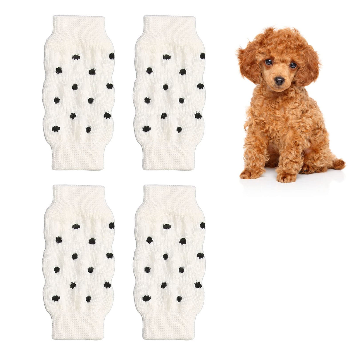 Pssopp Dog Leg Warmers Knitted, 4Pcs Winter Warm Socks Knitted Dog Leg Hock Protector Pet Elbow Protective Sleeve for Dogs
