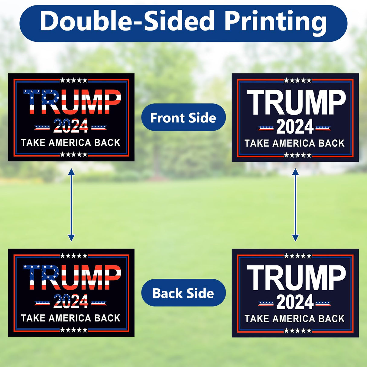 Trump Yard Signs 2024 with H-Stakes, 16" x 12" Double Sided Trump Yard Signs, Trump Take America Back Signs, Placard Voted for Trump Outdoor Lawn Yard Garden Decoration, 2 Pack