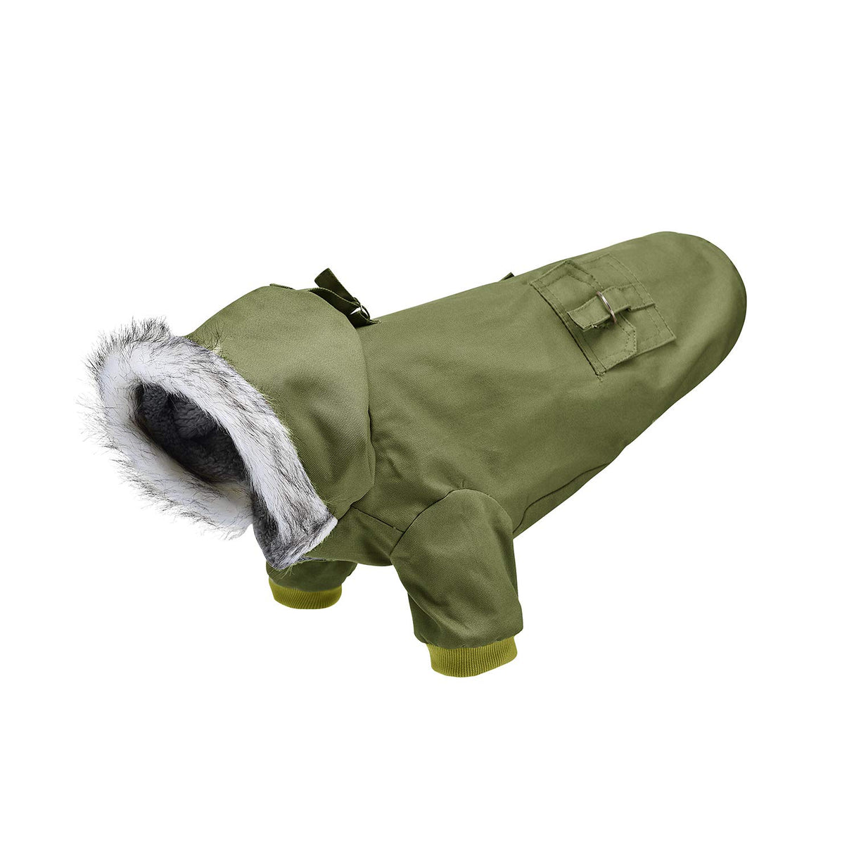 DYAprWu Warm Dog Hooded Trench Coat Windproof Parka Jacket for Cold Weather (XXL, Green)