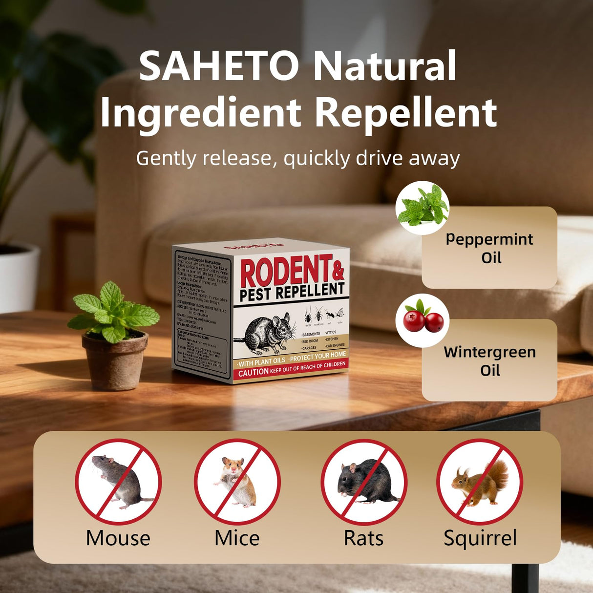 Mouse Repellent 36 Balls, Peppermint Rodent Repellent for Indoor & Outdoor Use, Long-Lasting Safe Mice Deterrent, Natural Effective Moth Balls for Rodent Control for Home, Car & Garden