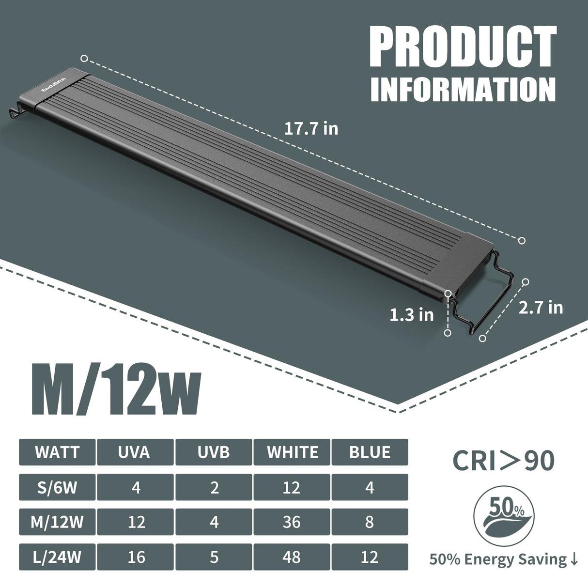 EnchOrch 18-Inch LED UVA UVB Light for Reptiles with Controller, Full Spectrum UVA & UVB Reptile Light with Auto 24-Hour Cycle Timer & 10 Dimmable for Bearded Dragons, Turtles, Frogs, Snakes, Plants