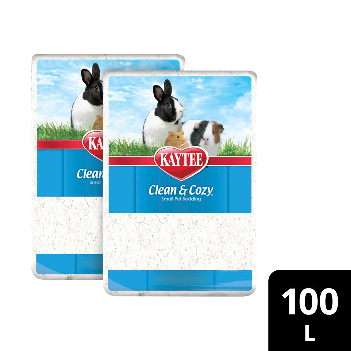 Kaytee Clean & Cozy White Paper Bedding, Made for Small Animals, 100 Liters, Pack of 2