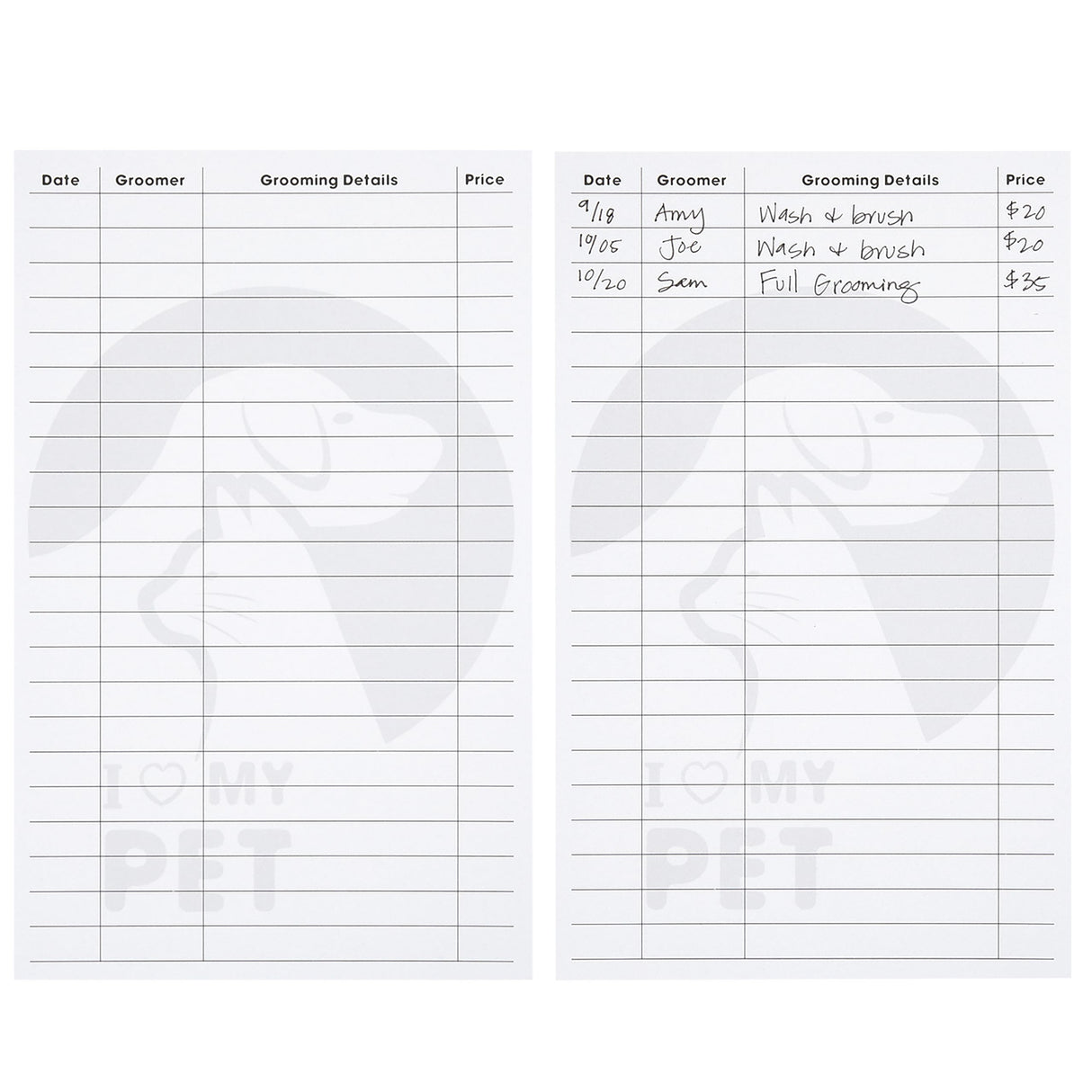 Juvale Pet Grooming Cards - Double-Sided Dog Grooming Client Cards - Pack of 100, 8 x 5 in