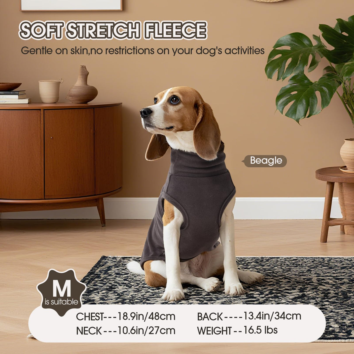 FUAMEY 2 Pack Dog Fleece Vest for Large Dogs,Shih Tzu Frenchie Stretchy Dog Sweatshirts Warm Dogs Pullover Winter Pet Sweaters with Leash Hole Puppy Turtleneck Sleeveless Grey L