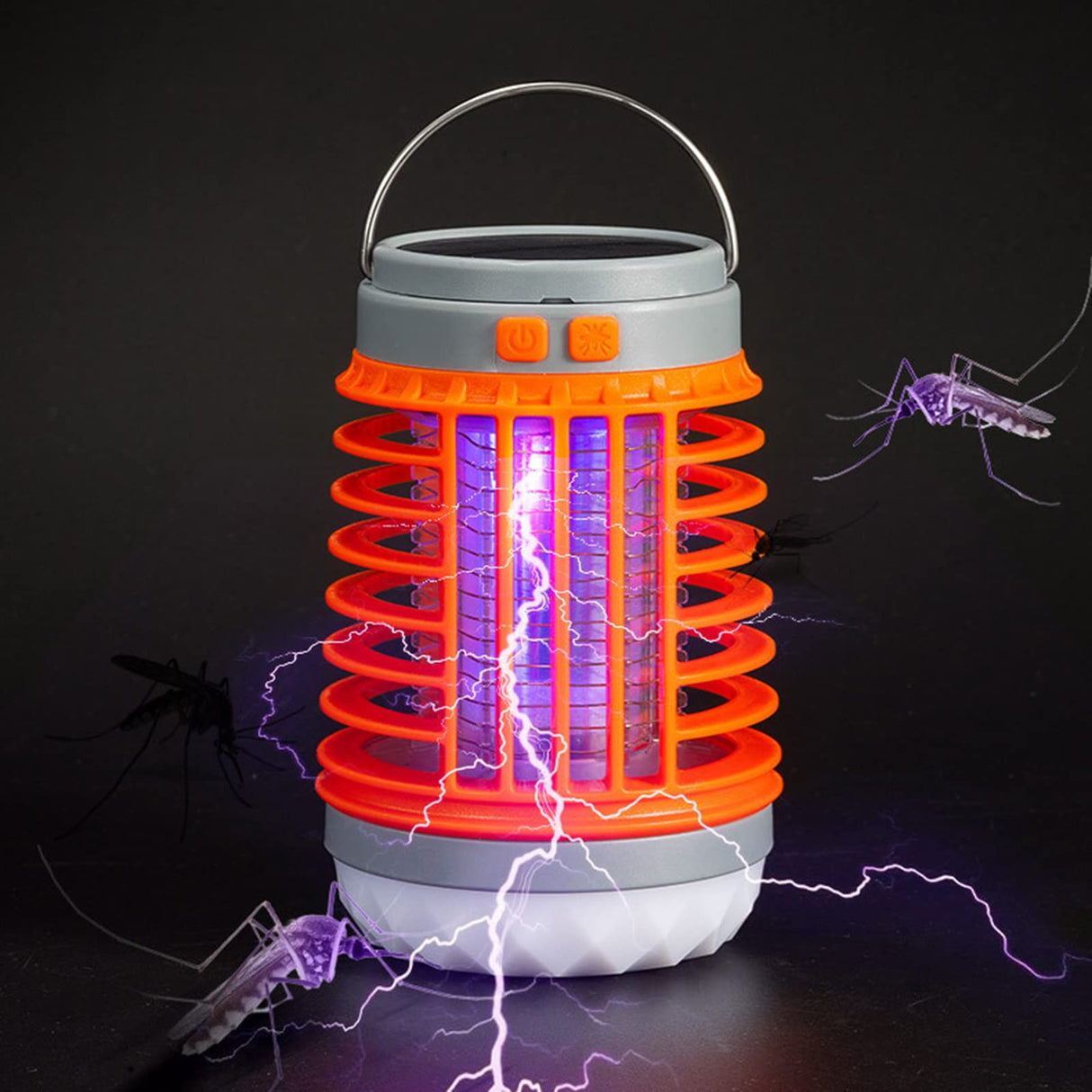 Zap Guardian Bug Zapper, Buzzbug Mosquito Killer Multifunctional Outdoor Equipment with Solar & USB Charging, Portable and Rechargeable, Suitable for Home, Camping (2Pcs-Orange)