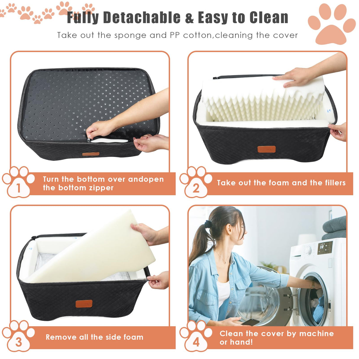 AlfaTok Memory Foam Booster Dog Car Seat for Medium Dogs (Under 45LBS): Elevated, Detachable Washable, Anti-Slip, for Car Back Seat, Travel Pet Bed with Seat Belt