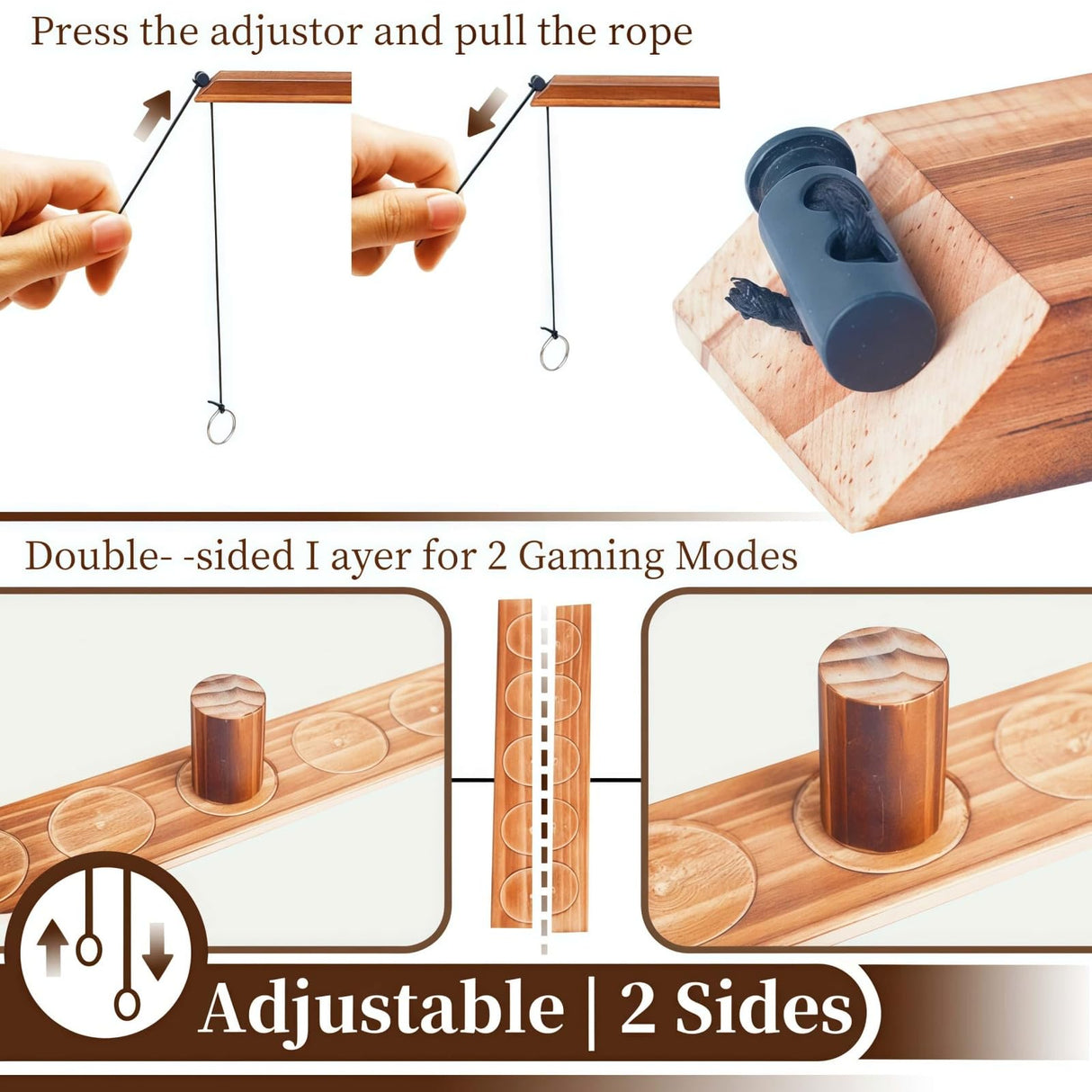 YWTOYS Ring Toss Games for Adults, Patio Decor, Yard Games, Outdoor Indoor Games, Wooden Hook and Ring Game for Bars, Home, Party, Christmas Games (Large)