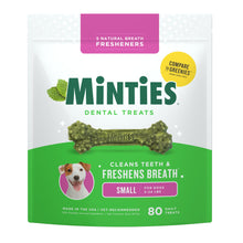 Load image into Gallery viewer, Minties Dog Dental Bone Treats, Tiny/Small Dental Dog Treats, Clean Teeth, Fight Bad Breath, Removes Plaque and Tartar, 80 Count
