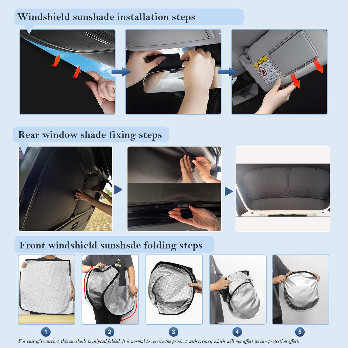 KMF 8pcs Full Thicken Sun Shades for 2025 2026 Tesla Model Y Juniper Accessories, Tesla Y Privacy Car Window Covers for Windshield Side Rear, UV Block and Blackout for Camping Outdoor