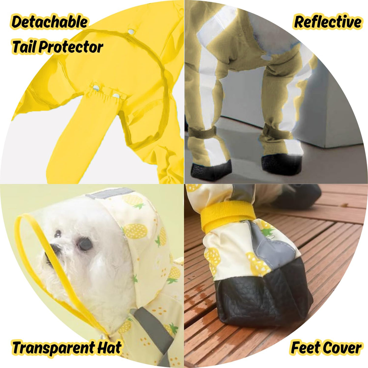 Harikaji Small Dog Raincoat, Tail Protect Feet Cover Waterproof Dog Rain Jacket Rain Coat for Puppy Small Dogs(Pineapple,XL)