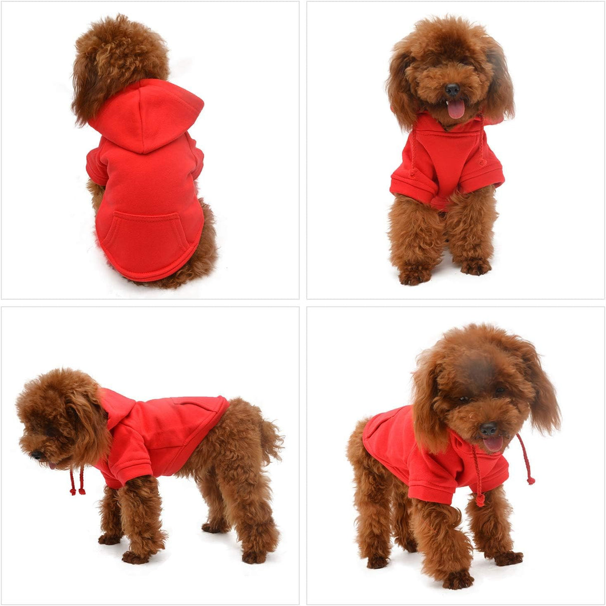 Lovelonglong Blank Basic Hoodie Sweatshirt for Dogs 100% Cotton Fits Small Medium Dachshund Large Dog Red 3XL