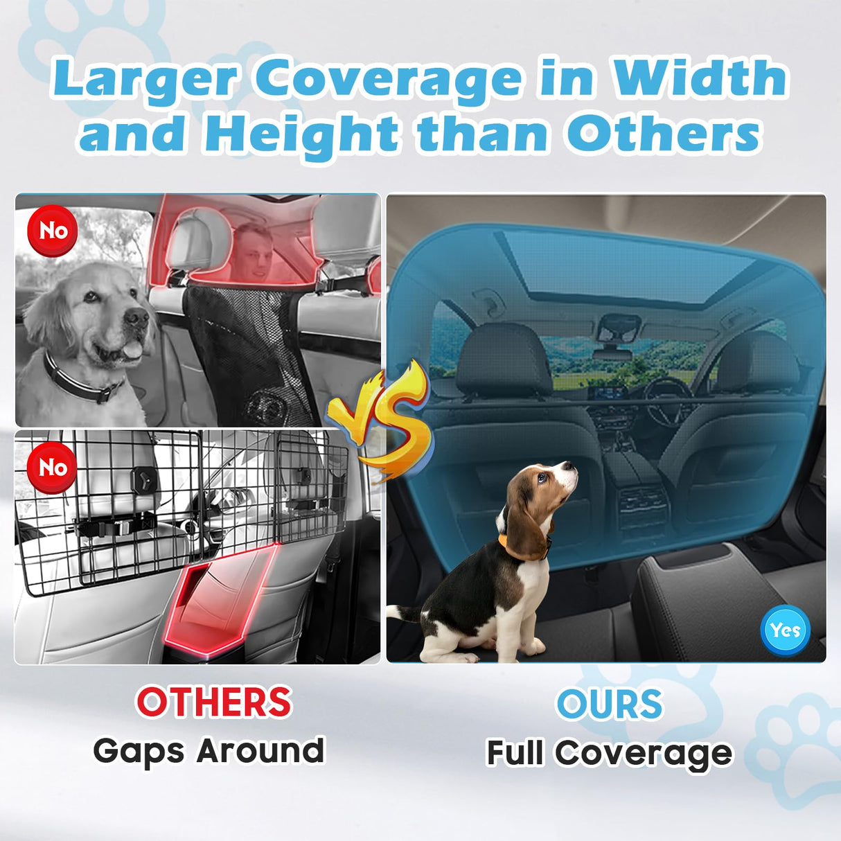 Automiim Dog Car Barrier Behind Front Seat, 51.2" Wide Car Pet Barrier One-Piece Design, Dog Car Divider Back Seat Barrier Small Crossover, Compact Car and Crossover