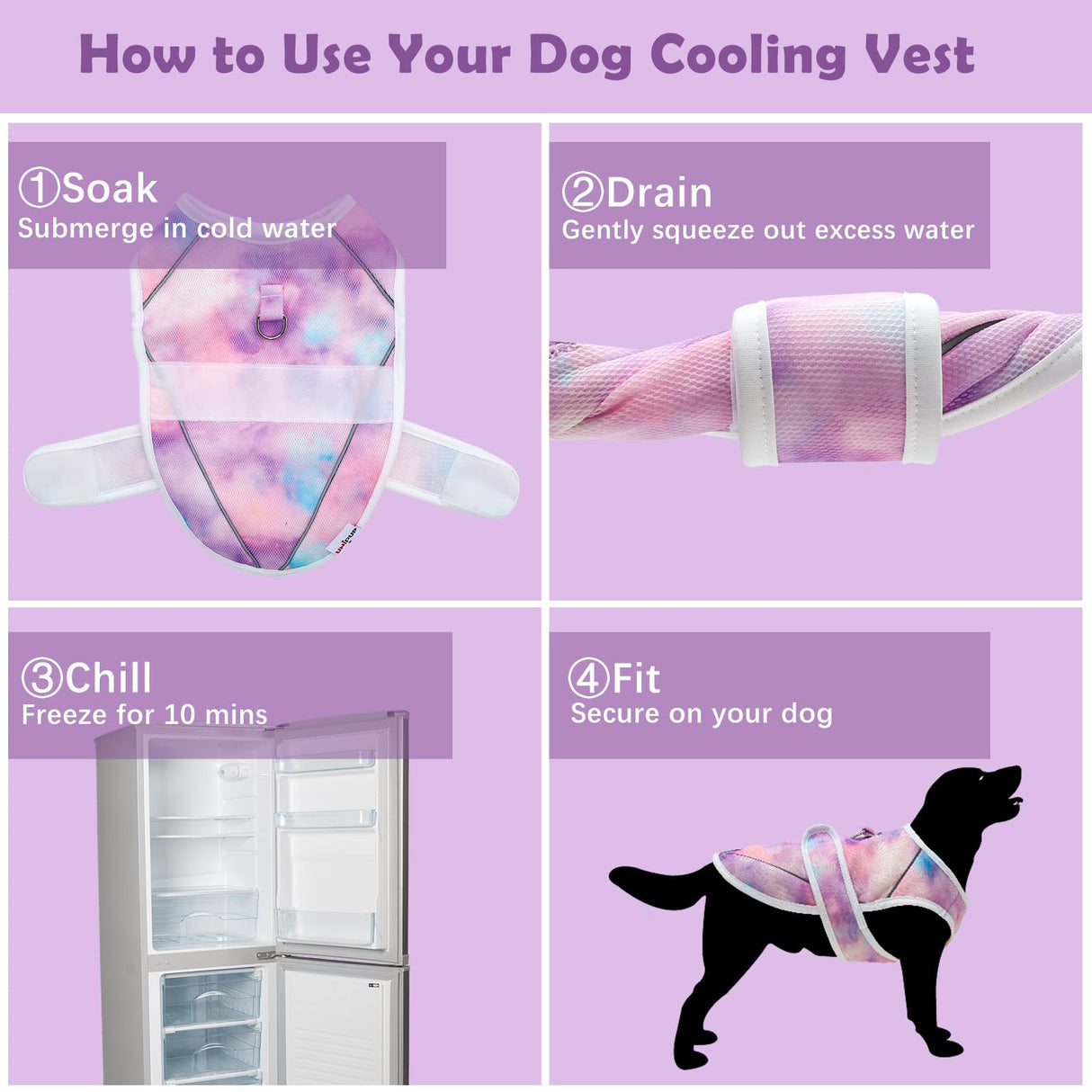 UNIPUP Dog Cooling Vest – Lightweight Pet Cooling Shirt 3D Breathable Mesh, Reflective Strips & UV Protection for Walking, Hiking, Park – Adjustable Fit Dog Cooler Jacket with D-Ring U-DCV03M