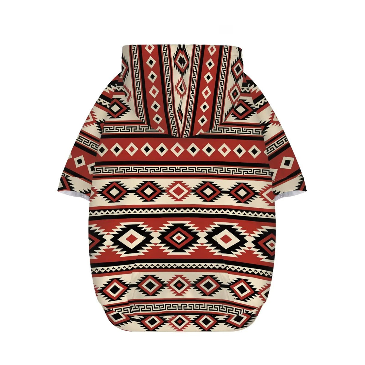 Howilath Red Geometric Aztec Tribal Dog Hoodie, Cozy Puppy Sweater with Hat for Small Medium Large Dogs, Cute Winter Outfits