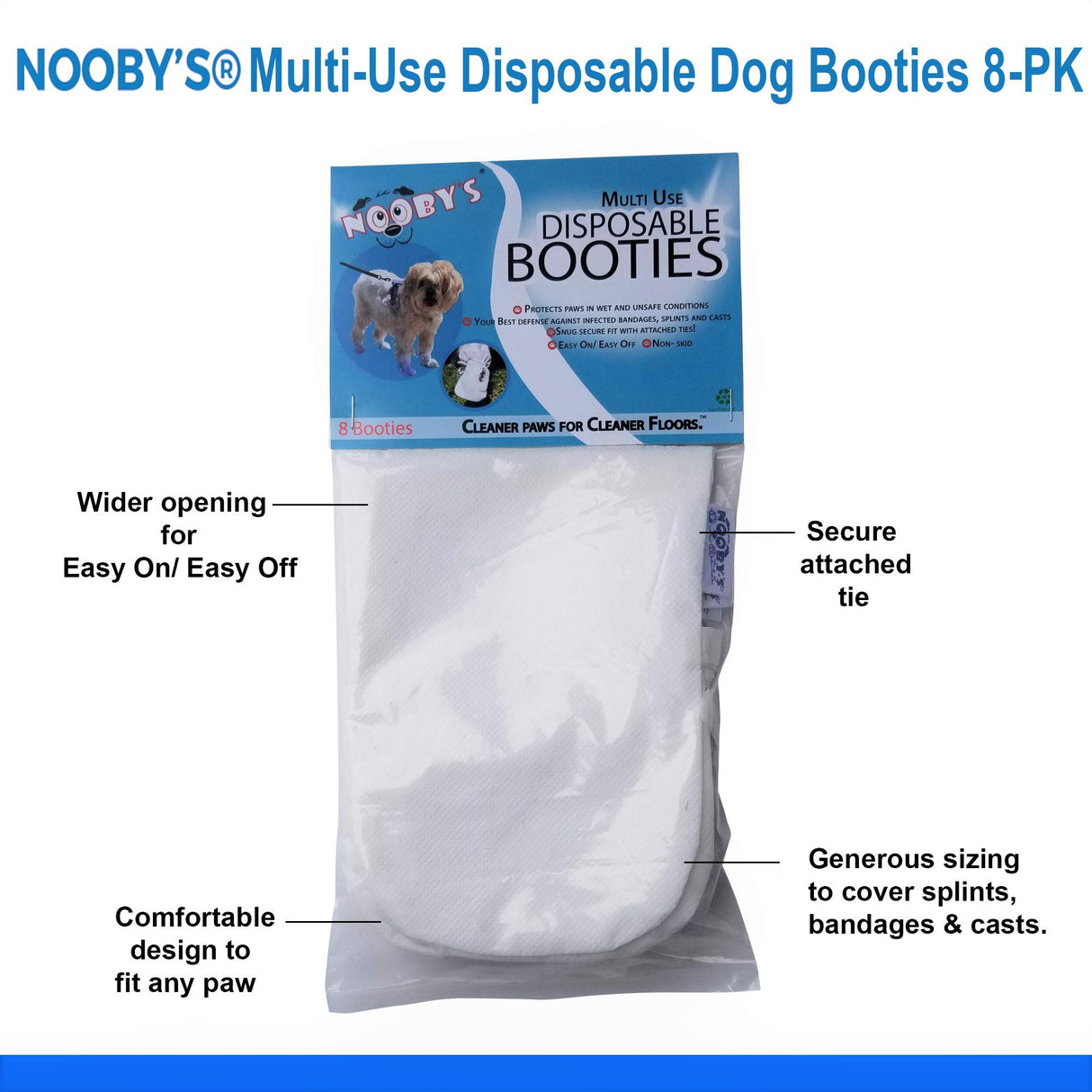 Wound Recovery Dog Boots 8-Pack by Nooby's. Protects Wounds, Bandages and medications. Medical Dog Booties for Maximum Protection Indoors and During Short Walks. (3XL: 6.5" - 7" Width)