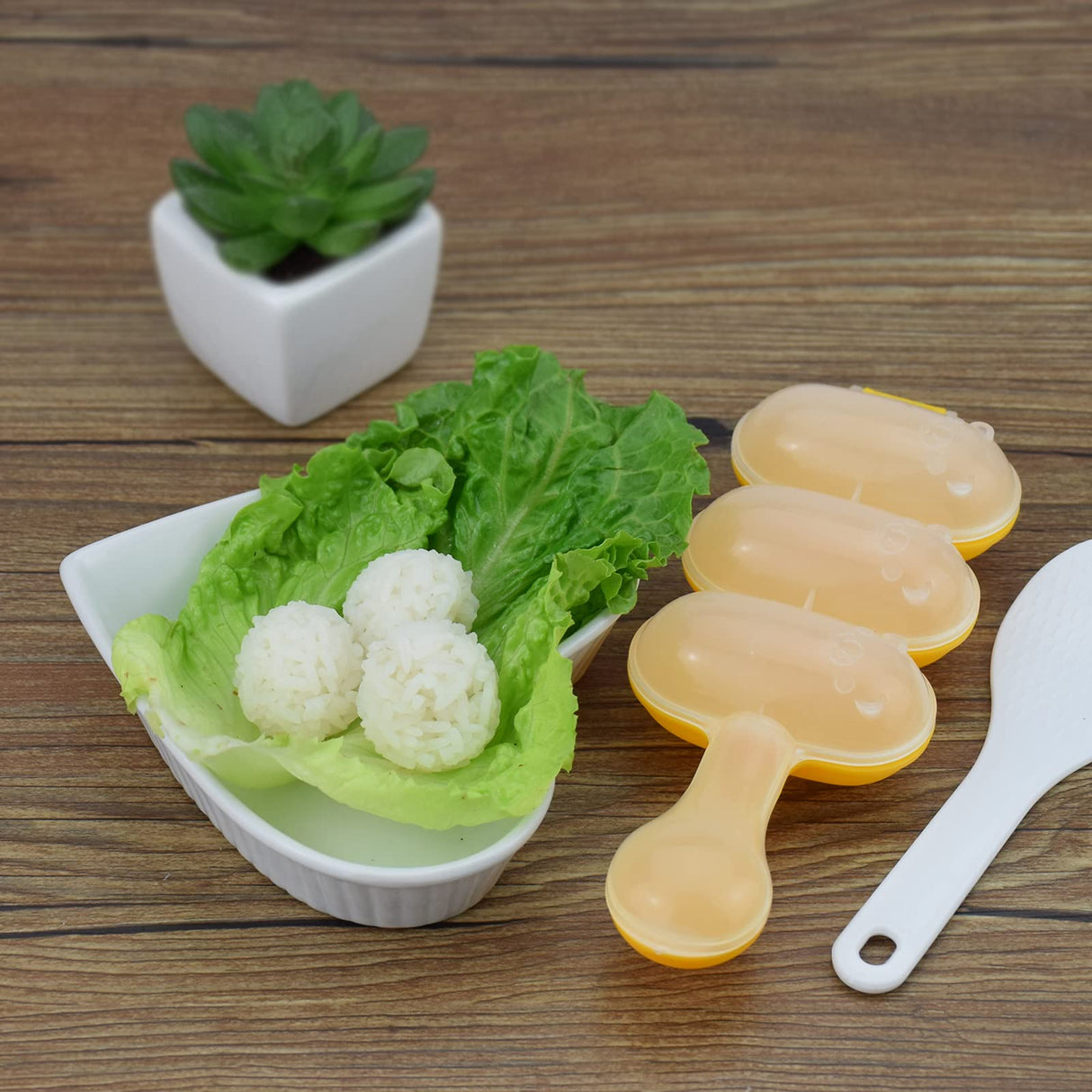 Rice Ball Mold,Rice Ball Shaker, Ball Shaped Kitchen Tools DIY Lunch, Maker Mould Food Decor for Kids, Mold With a Mini Rice Scoop(yellow)…