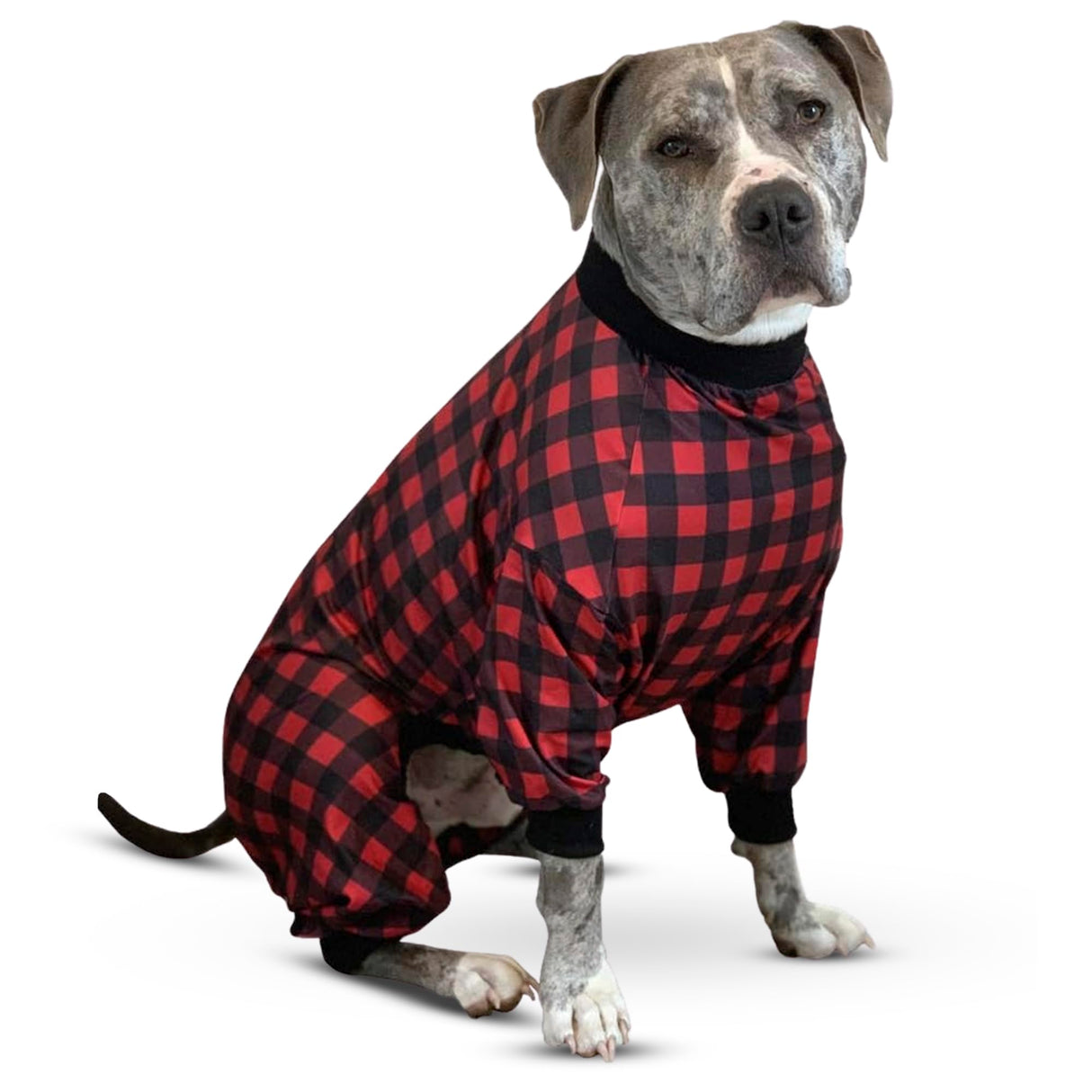 Tooth & Honey Dog Pajamas for Medium Dogs Red Buffalo Plaid Pajamas, Lightweight Pullover Pet Clothes with Full Coverage