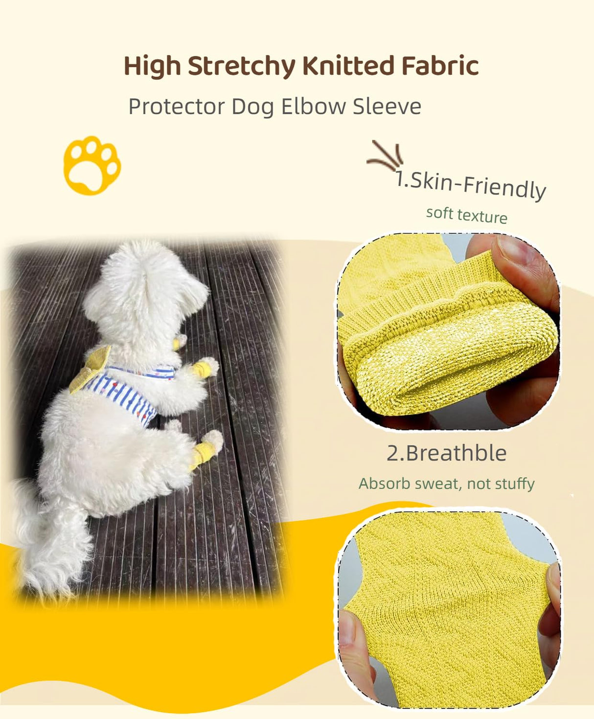 8 Pcs Pet Dog Elbow Sleeve Protector Pets Leg Brace Knitted Sock Warm, Dog Elbow Wrap, Dog Leg Warmer Wrap Protector for Small,Medium Dogs Puppy Stocking Stuffers Puppy Cat Leg Sock (Yellow, L)