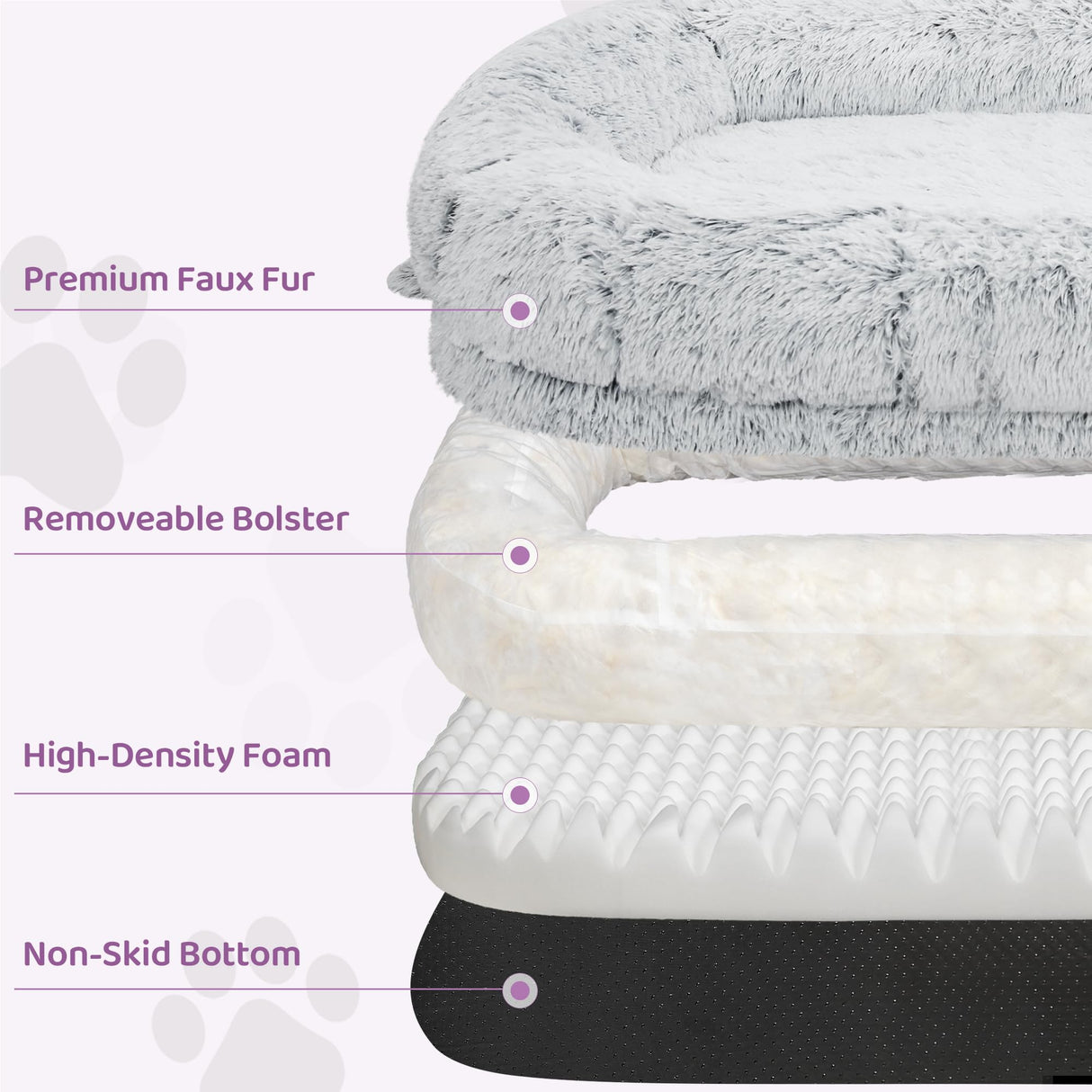 Murago Human Dog Bed for Adults, 75"x43"x10" Human Size Dog Bed, Orthopedic, Waterproof Removable Washable Cover, Soft Calming Lounger for People & Pets, Light Grey