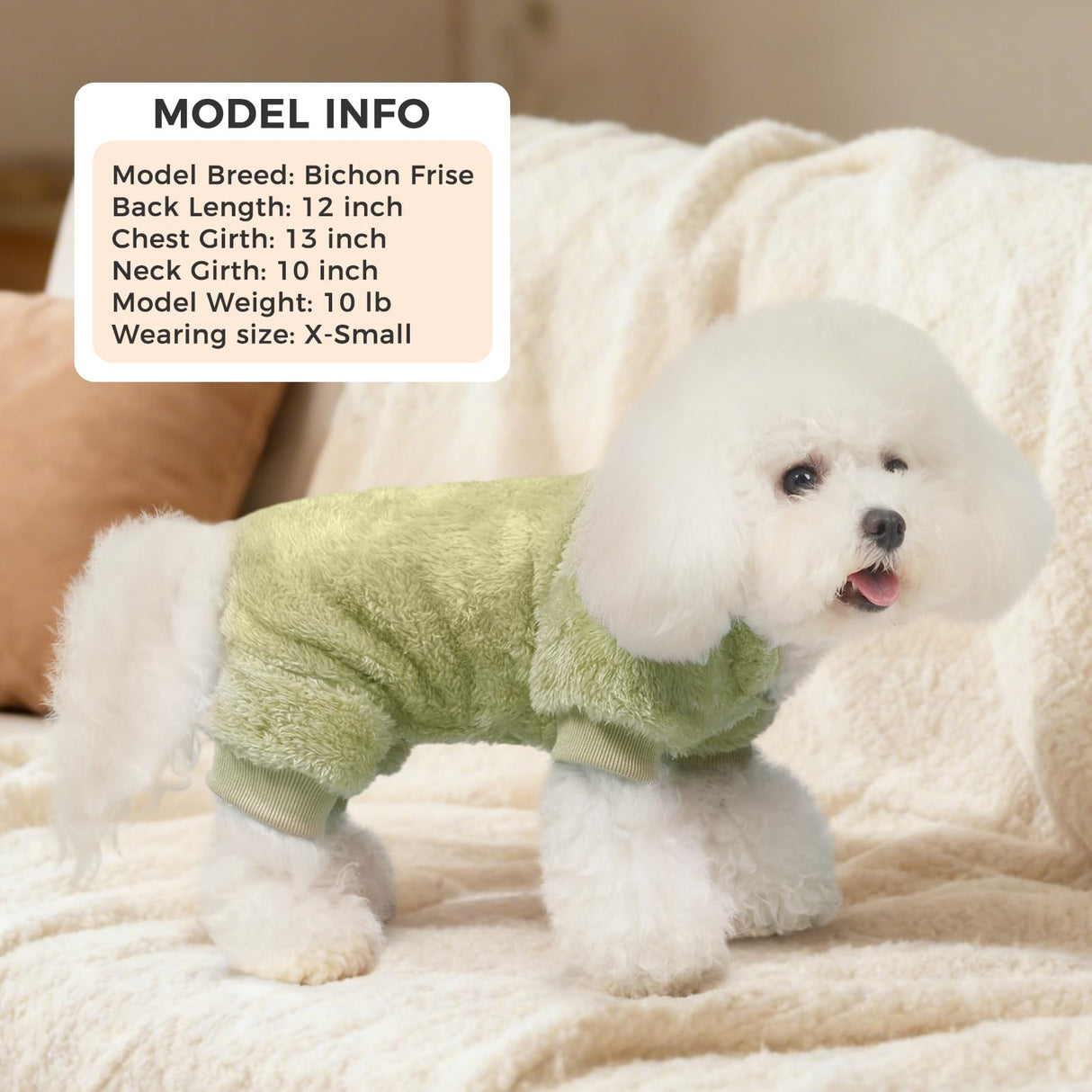 PAWCHIE Dog Fuzzy Velvet Pajamas,Dog Sweater Winter Cloth for Small Dogs Cat,Boy Girl,Pet Jumpsuit, Doggy Apparel for Teacup Yorkie Chihuahua,Green,SM