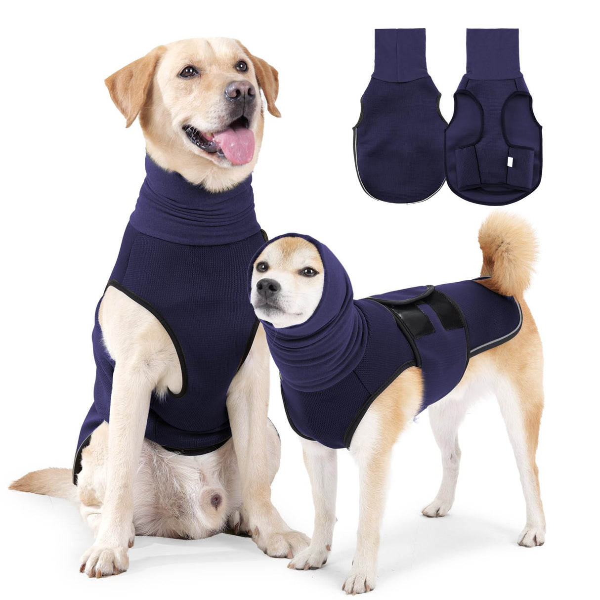 ODSSTAIPS Dog Anxiety Vest Hoodie,Dog Thunder Jacket Thunderstorm,Travel and Vet Visits,Blue XXXL