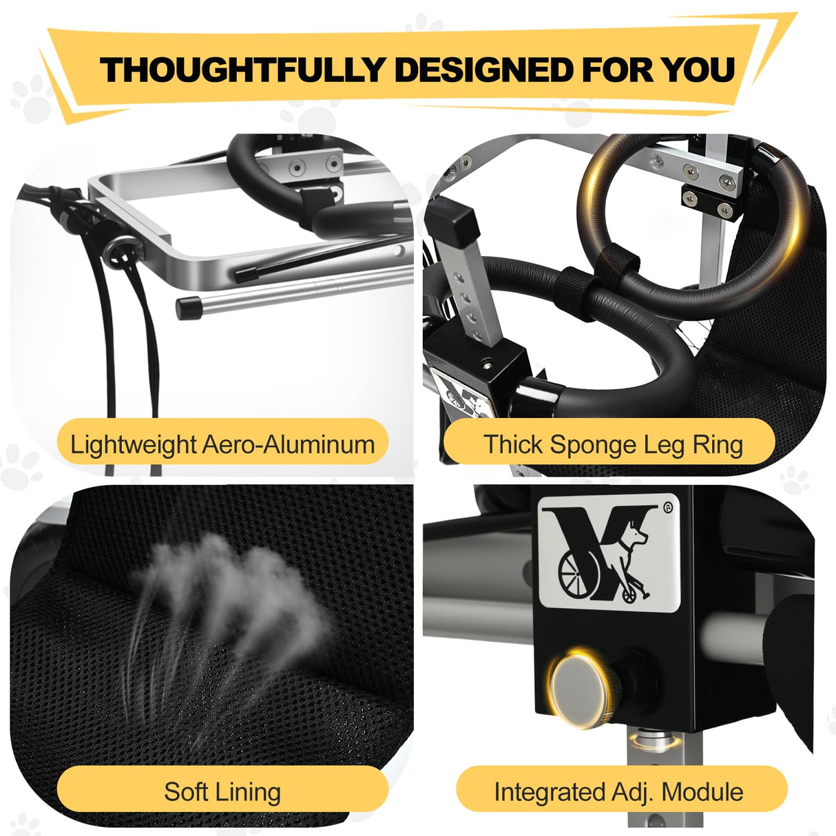 Virbraroo Dog Wheelchair for Back Legs – Lightweight Adjustable Mobility Aid for Medium & Large Dogs - Ideal for IVDD, Arthritis & Injury Recovery