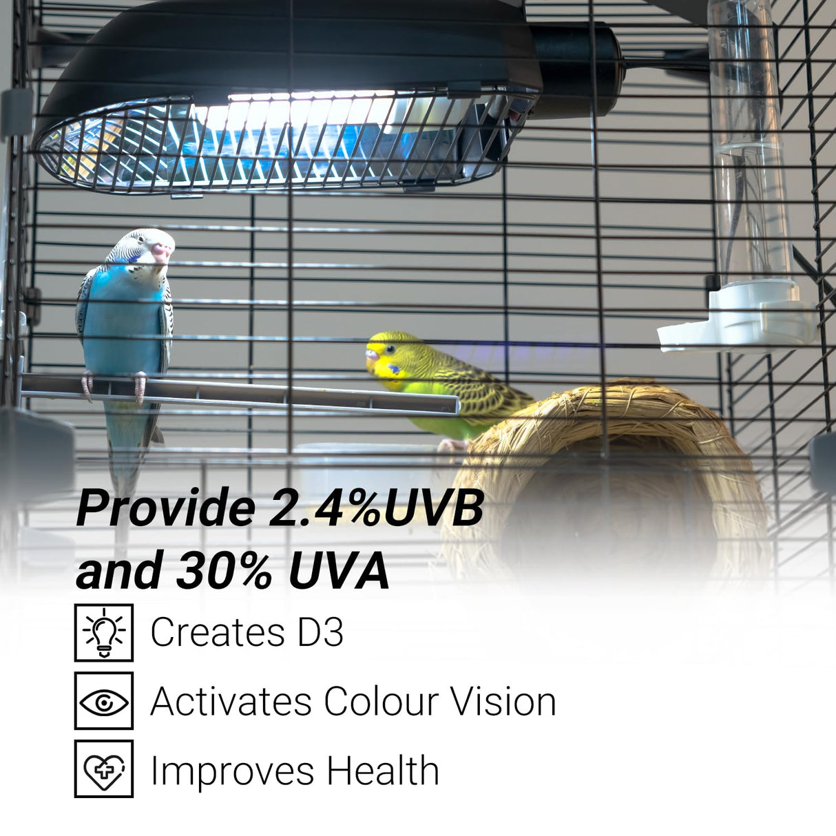 Oiibo Bird Cage Light Fixture Combo Kit, AvianSun Lamp Hood with 2.4% UVB UVA 20W Compact Fluorescent Bulb for All Kinds Captive Birds