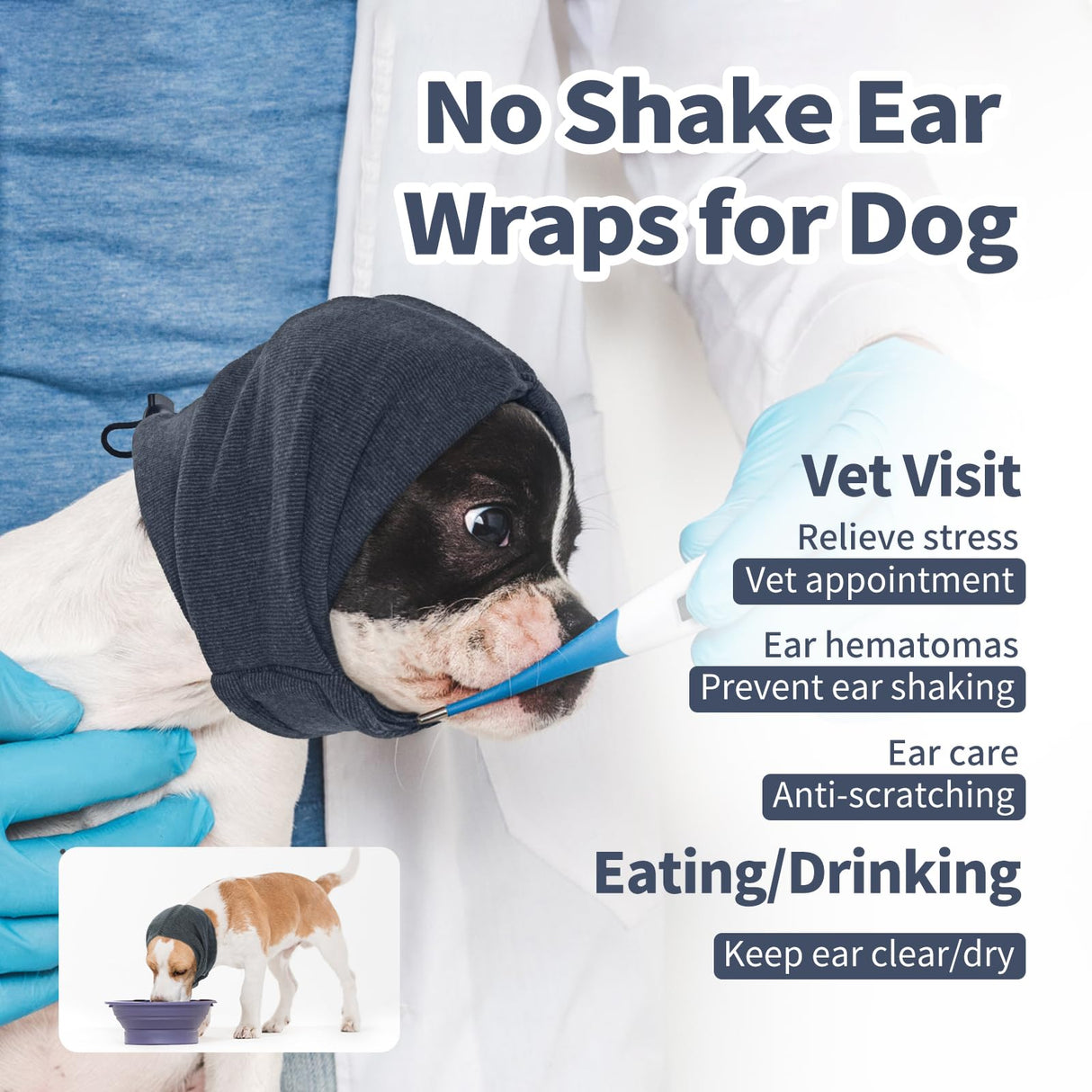 Nanaki Dog Calming Hoodie No Shake Ear Wraps for Dogs Ear Protection Dog Cover Muffs Pet Head Warp Anxiety Relief Pet Hematoma Wrap Head Cover The Grooming and Force Drying Doggy Protector Fireworks