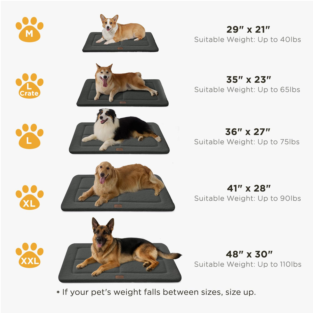 Joydeco Low Profile Dog Crate Mat Reversible Bed Pad, Washable Dog Pad Mat with Ultra Soft Fleece, Compact Design Kennel Beds Mats for Large Medium Small Pets, 36" x 27" Dark Gray