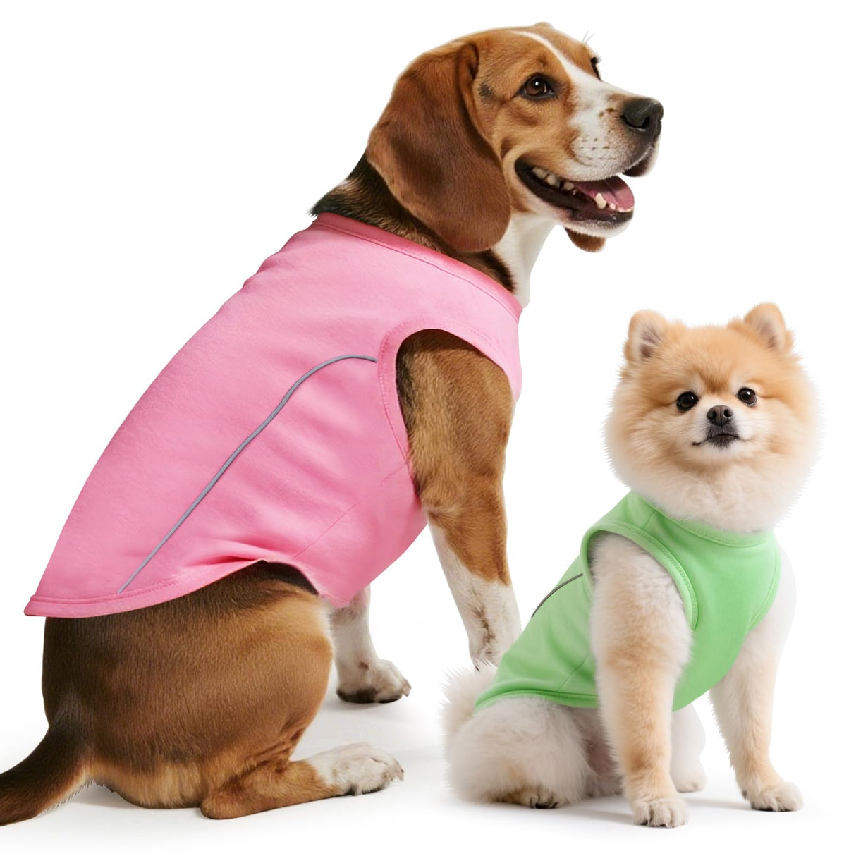 Idepet Waterproof,Oilproof & Stainproof Dog T-Shirt 2 Pack Durable Pet Clothes for Outdoor Activities,Easy to Clean, Breathable, Lightweight Summer Vest for Small to Medium Dogs(Green&Pink,S)