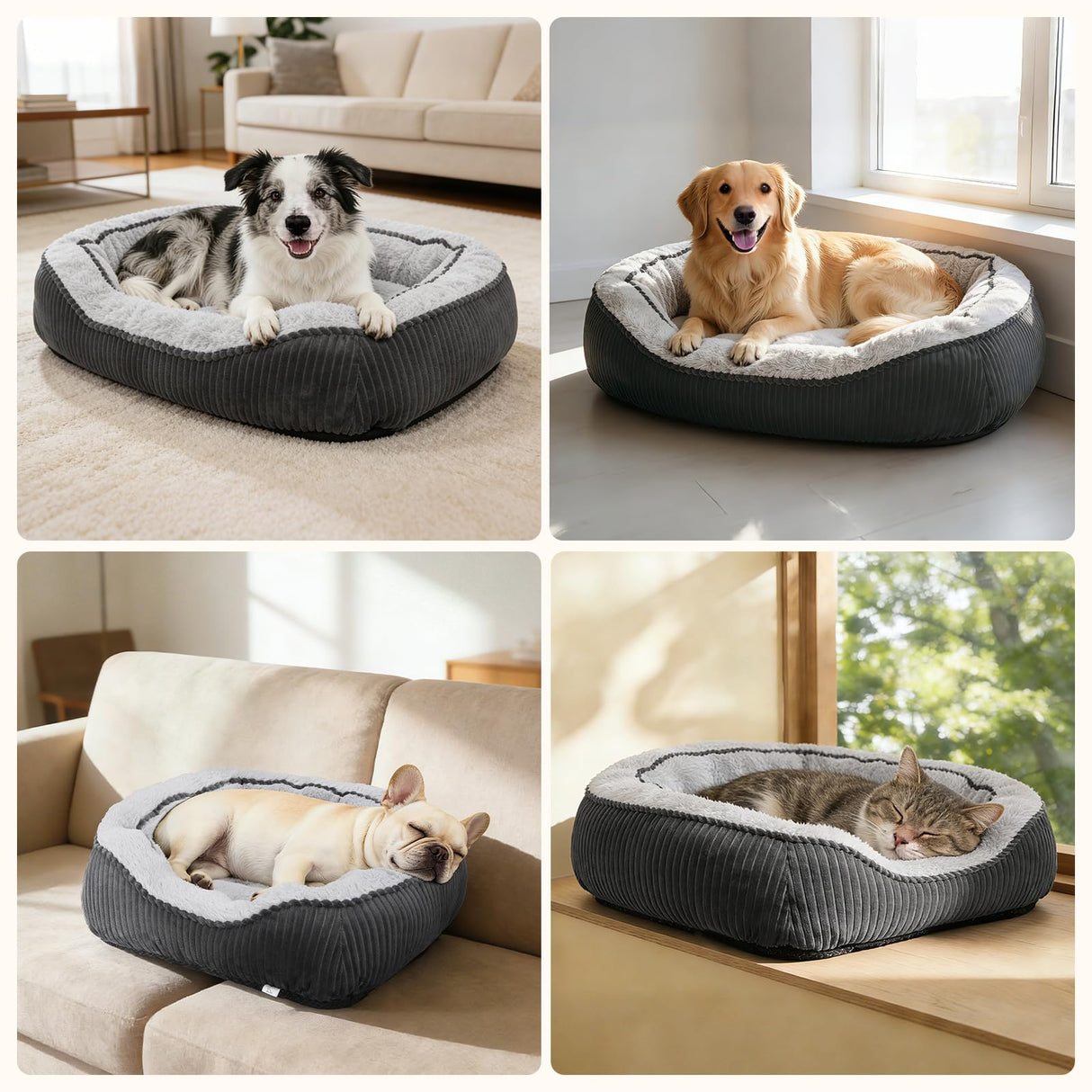 SIWA MARY Small Dog Beds for Small Dogs Washable, Rectangle Dog Bed Medium Size Dog, Orthopedic Dog Bed, Soft Calming Sleeping Puppy Bed, Durable Pet Sofa Bed with Anti-Slip Bottom, S(20"x19"x6")