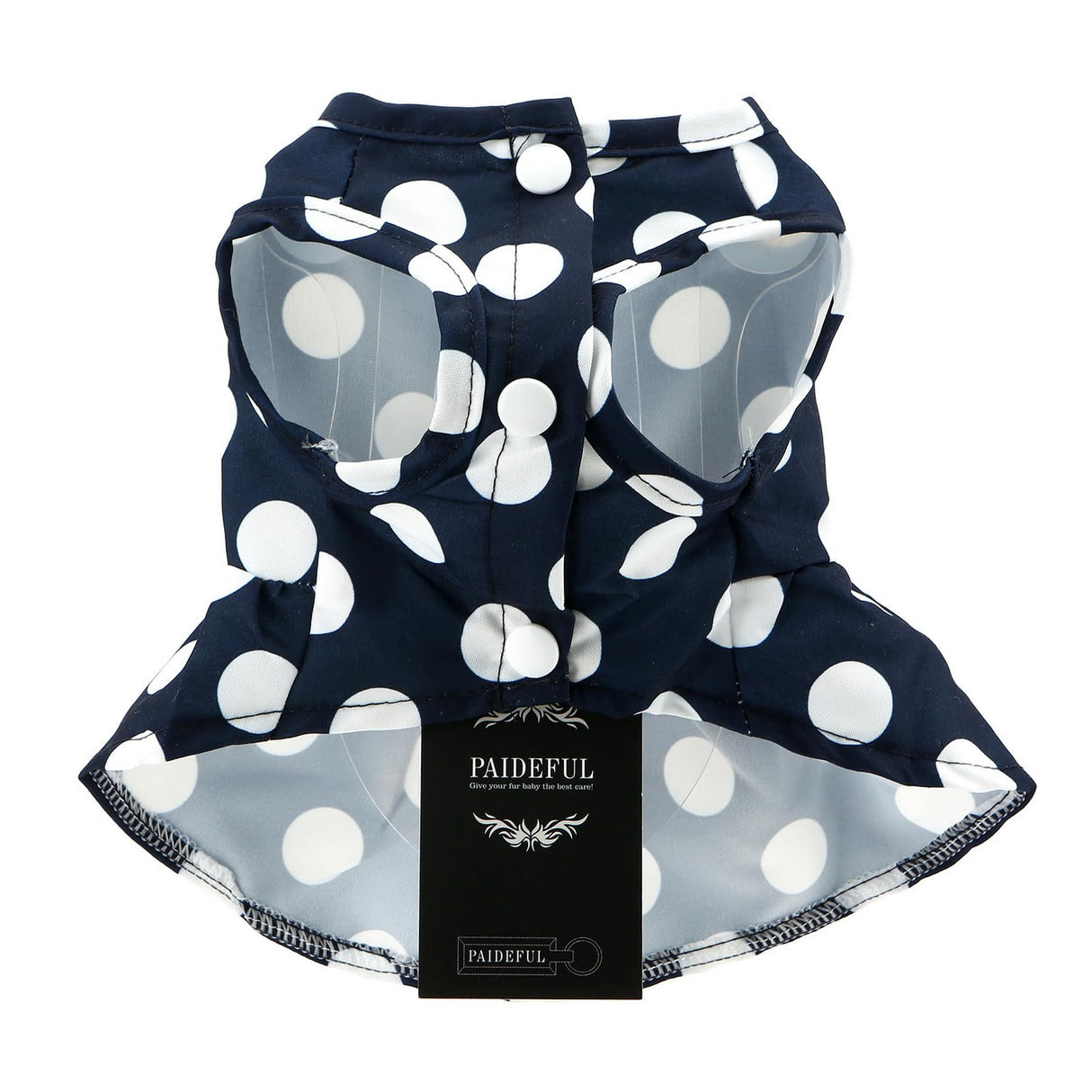 PAIDEFUL Dog Harness Dress,Retro Bow Princess Dresses for Small Dogs Cats Fashion Polka Dot Puppy Pleated Skirt Soft Lightweight Doggy Sundress Button up Chihuahua Clothes Costume D-Ring,Blue,M