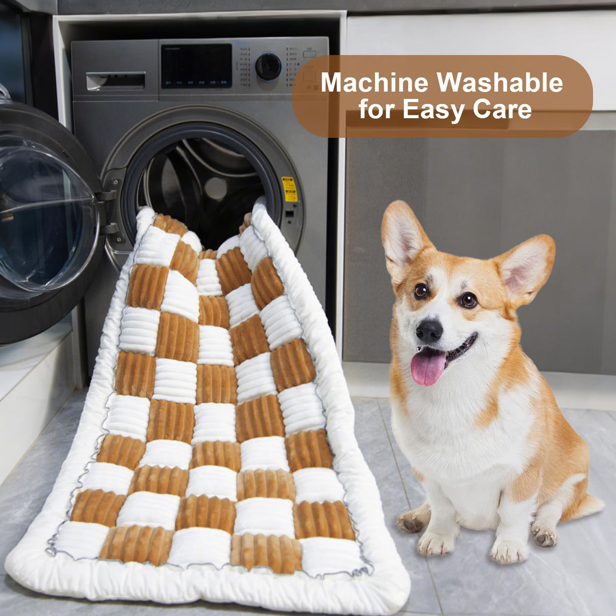Pessbulmm Backseat Pet Bed Mat Non-Slip Dog Car Seat Cover Scratch Chew Resistant Dog Blanket for SUVs, Trucks & Sedans 23" x 51" Easy Clean Comfortable Car Travel Pet Pad, Coffee and White