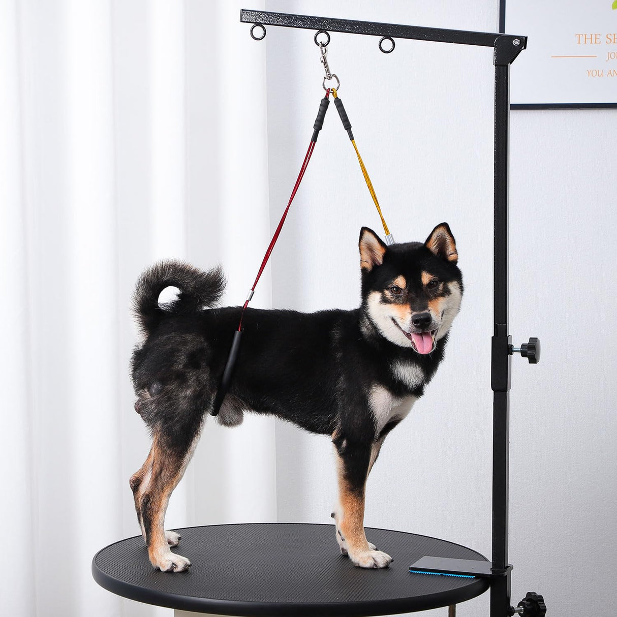 Phenfor Dog Grooming Table Arm with Hammock - Adjustable Height, Pet Grooming Hammock, No Sit Haunch Holders, Loop Noose Heavy-Duty Clamp (Black)